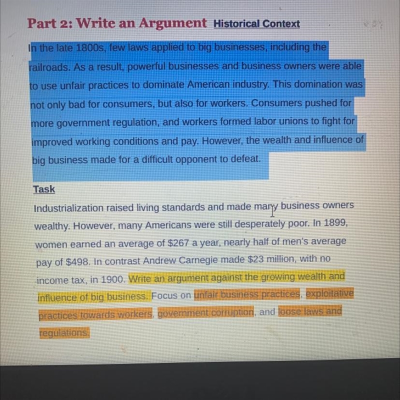 PLEASE WRITE A PARAGRAPH ON AN ARGUMENT AGAINST GROWING WEALTH AND THE INFLUENCE IF-example-1