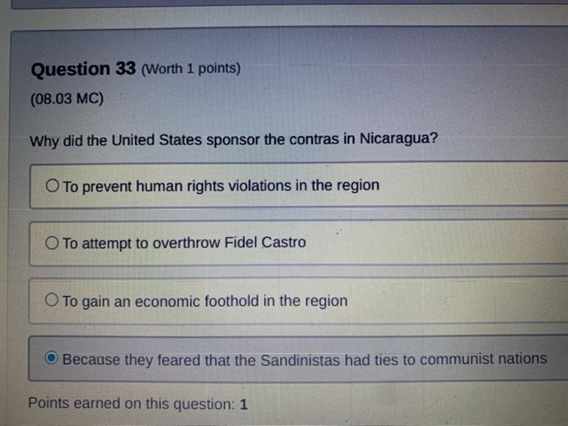 Why did the United States sponsor the contras in Nocaragua?-example-1