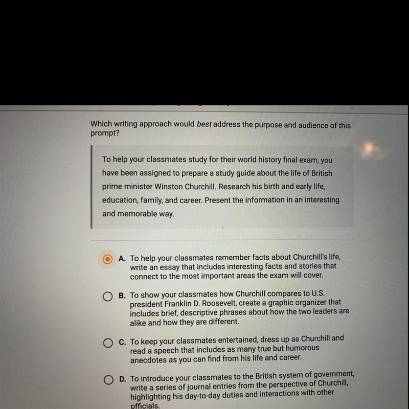 Help pls!!! Which writing approach would best address the purpose and audience of-example-1