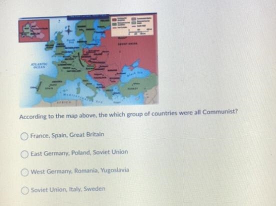 According to the map above, the which group of countries were all Communist? France-example-1