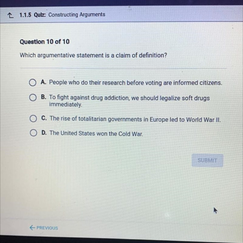 Which argumentative statement is a claim of definition-example-1