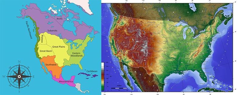 According to these maps, the Southwest Native American cultural region was located-example-1