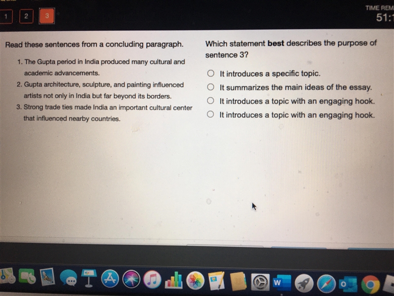 Which statement best describes the purpose of sentence three? It introduces a specific-example-1