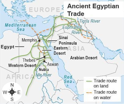 PLS HELP!!!!! I NEED IT ASAP!!! The map shows the trade routes of the ancient Egyptians-example-1