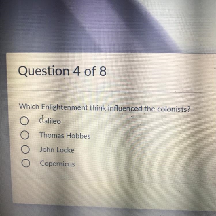 Which Enlightenment think influenced the colonists?-example-1