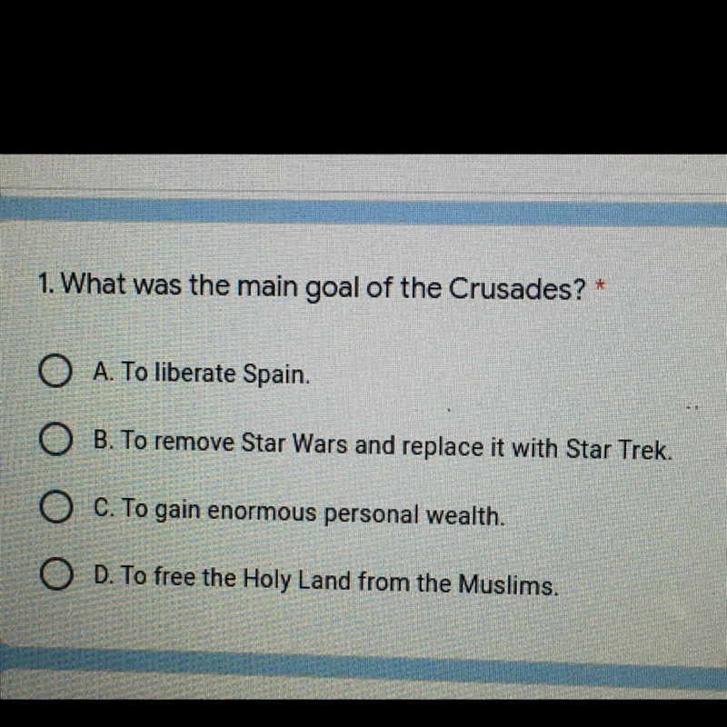 What was the main goal of the Crusades?-example-1