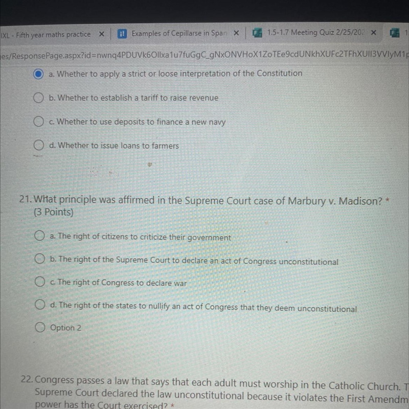 * What principle was affirmed in the Supreme Court case of Marbury v. Madison?-example-1