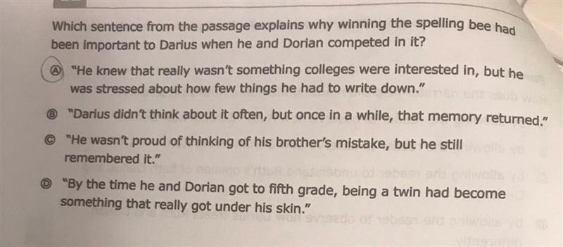 Which the sentence from the passage explains why winning the spelling bee had been-example-1