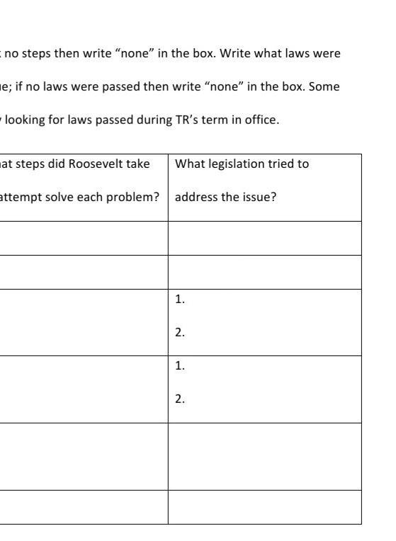 What steps did Roosevelt take to solve each problem?​-example-1