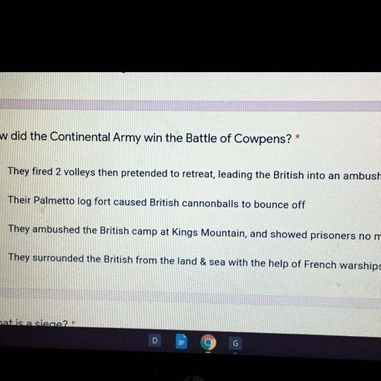 How did the Continental Army win the Battle of Cowpens? Hel-example-1