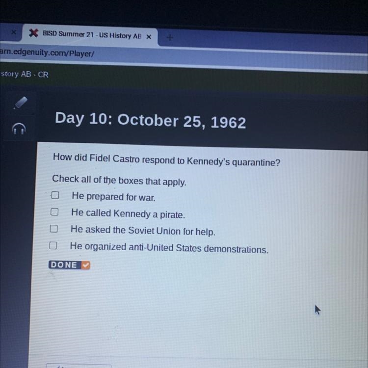 How did fidel castro redspond to kennedy’s quarantine-example-1