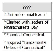 What is the best title for this table? Answers: A=Thomas H00ker B=Roger Williams C-example-1