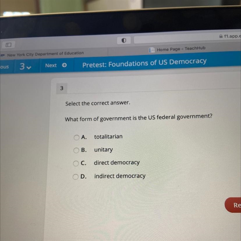 What form of government is the US federal government?-example-1