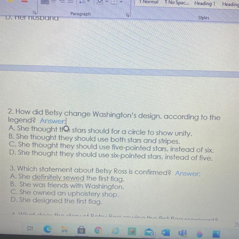 How did betsy change Washington's design-example-1