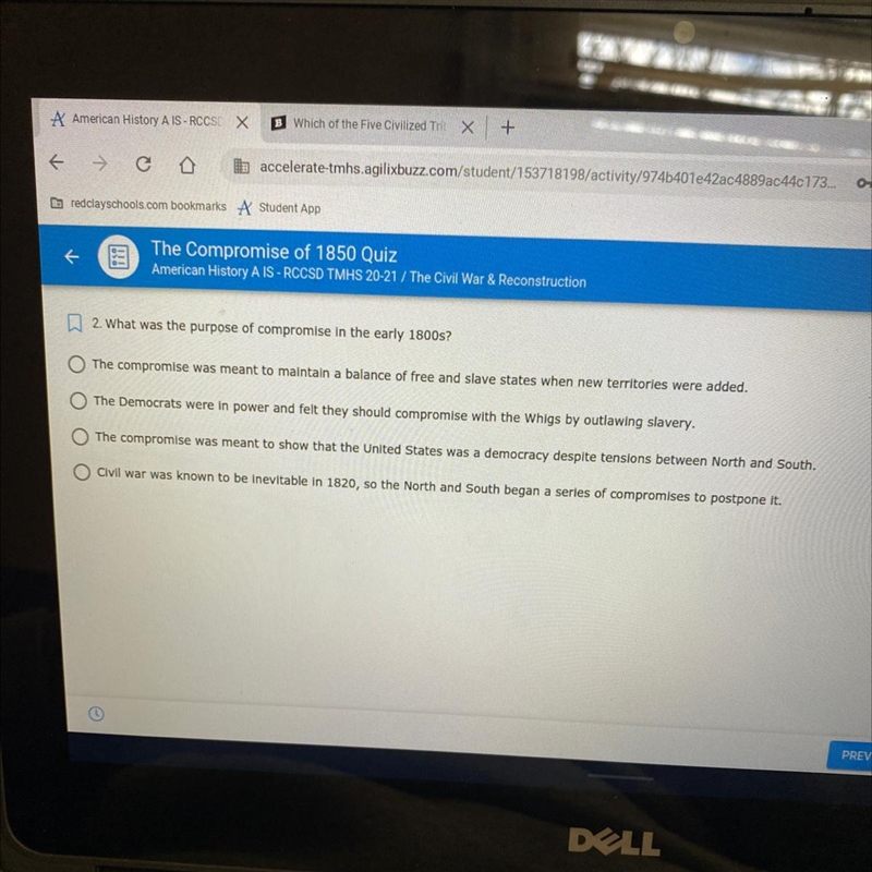 2. What was the purpose of compromise in the early 1800s?-example-1