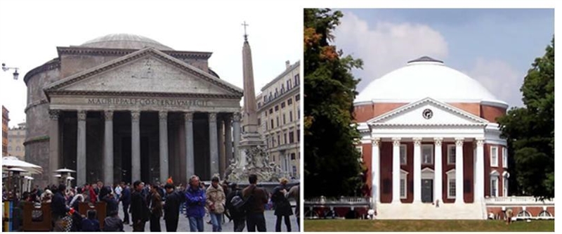 The picture on the left shows a Roman building built nearly 2,000 years ago. The picture-example-1