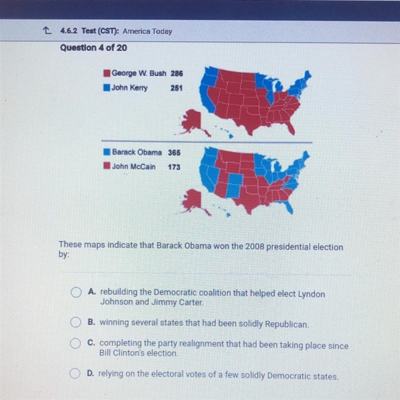 PLEASE HELP!❗️ These maps indicate that Barack Obama won the 2008 presidential election-example-1