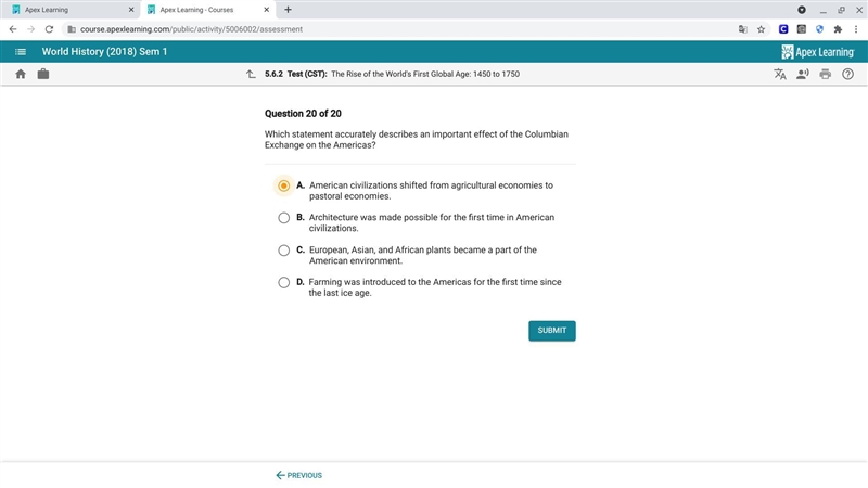 Which statement accurately describes an important effect of the Columbia Exchange-example-1