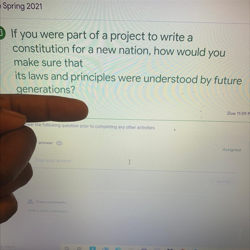 If you were part of a project to write a constitution for a new nation, how would-example-1