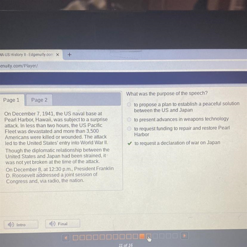 What was the purpose of the speech? to propose a plan to establish a peaceful solution-example-1