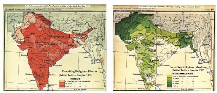 What do the maps tell you about the religious make-up of India in 1909 ?-example-1