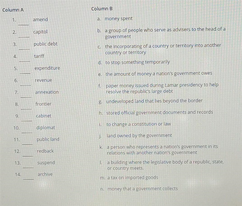 Match the words to the correct definition​-example-1