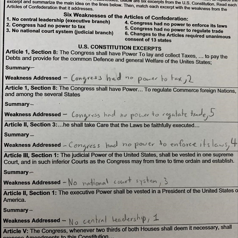 PLS HELP FAST US Constitution Excerpts I need help with the Summary’s-example-1