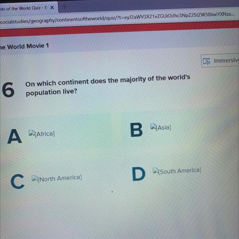 Ontinents of the World Movie 1 S 5 Immersive 6 On which continent does the majority-example-1