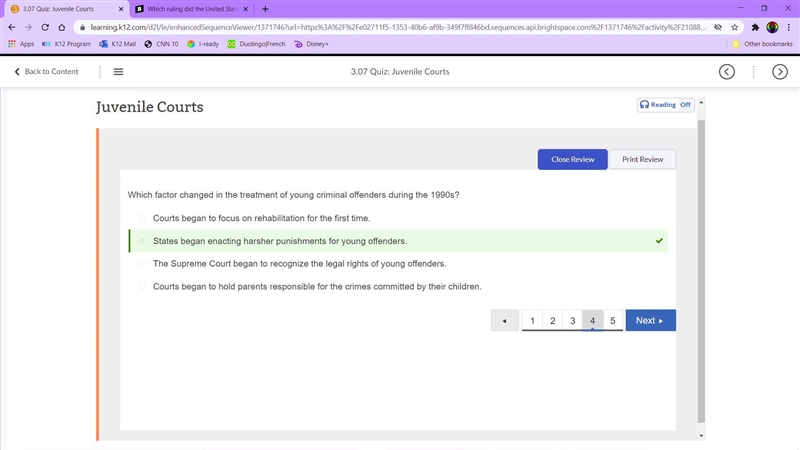 Which factor changed in the treatment of young criminal offenders during the 1990s-example-1