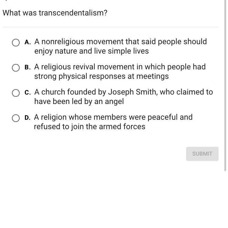 What was transcendentalism?-example-1