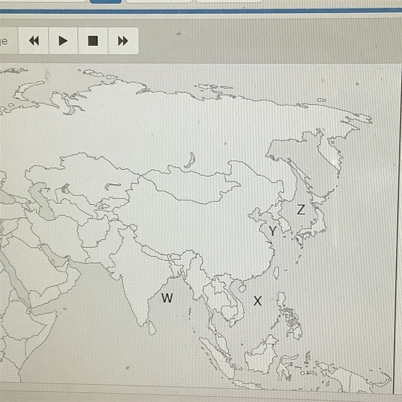 Letter X represents the location of which major body of water? A the Yellow Sea B-example-1