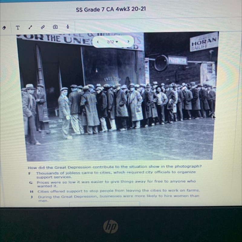 How did the Great Depression contribute to the situation show in the photograph?-example-1