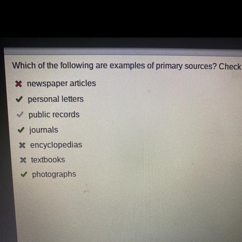 Which of the following are examples of primary sources? Check all that apply. • newspaper-example-1