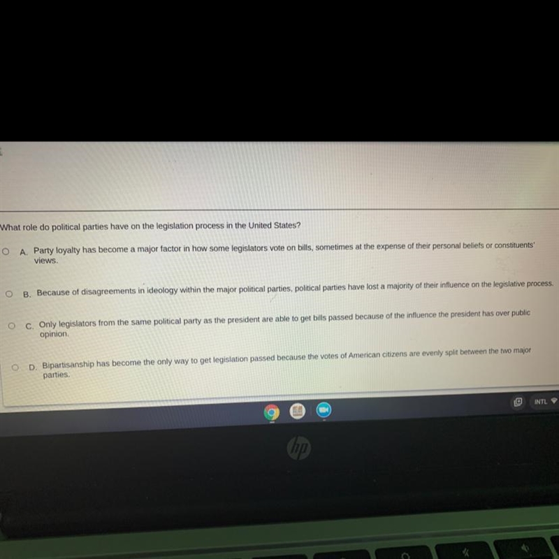 What role do political parties have on the legislation process in the United States-example-1