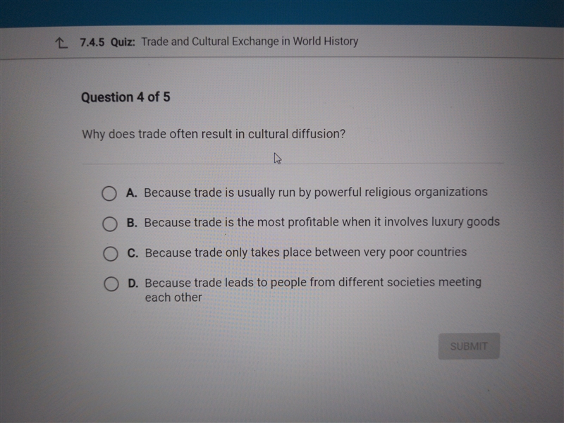 Why does trade often result in cultural defusion-example-1