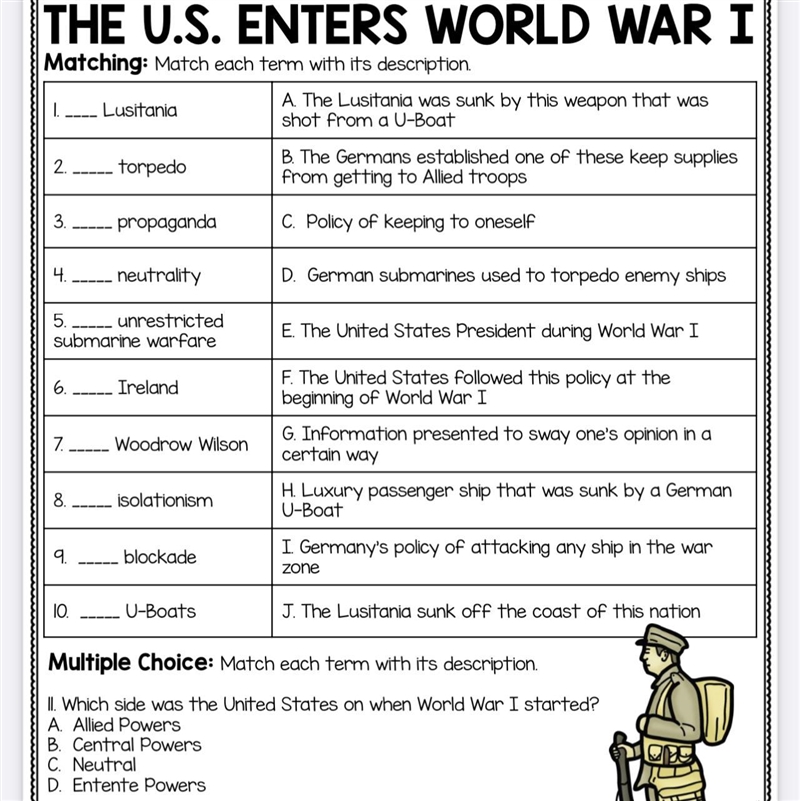 These are questions about The U.S enters world war 1-example-1