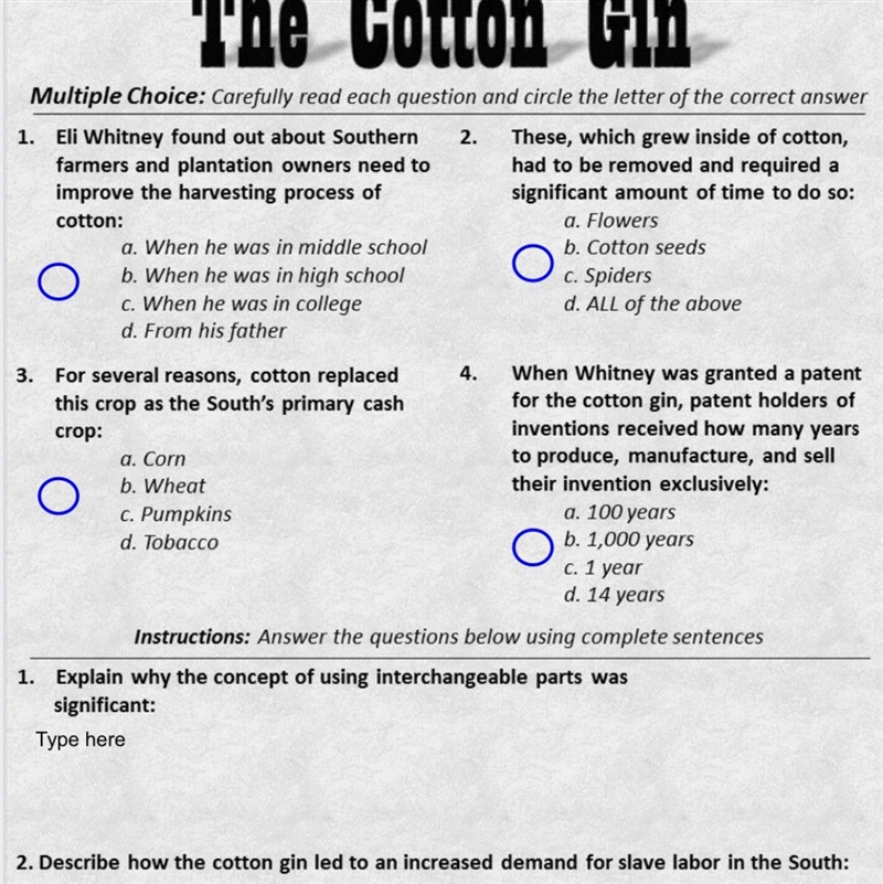 It’s about The Cotten Gin tap on pic to see the questions-example-1