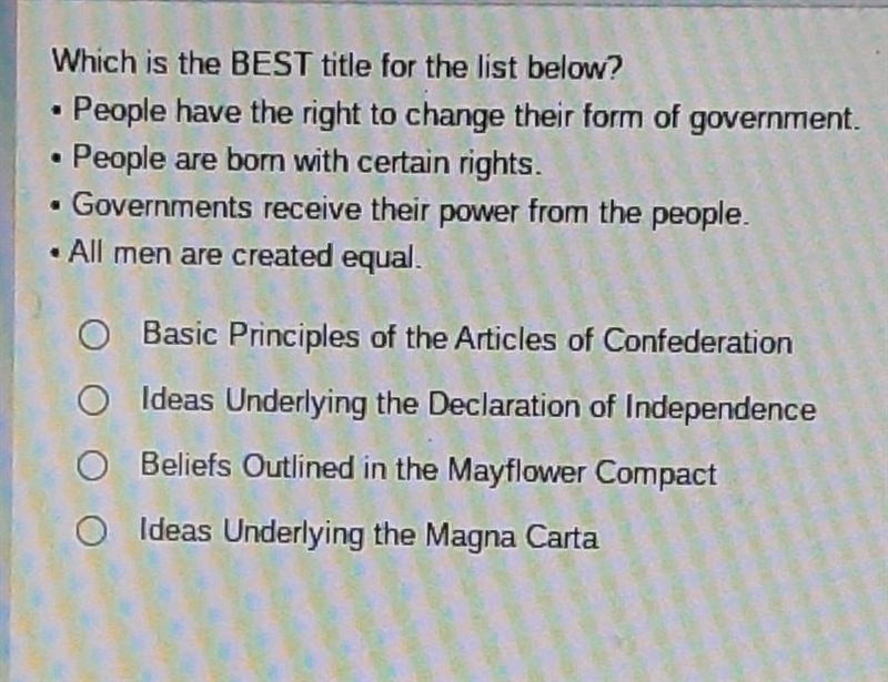 Which is the BEST title for the list below? • People have the right to change their-example-1