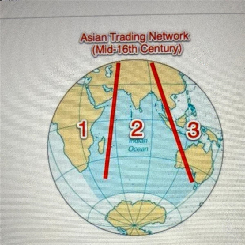 The map shows the zones of the Asian Trading Network in the 16th Century. According-example-1