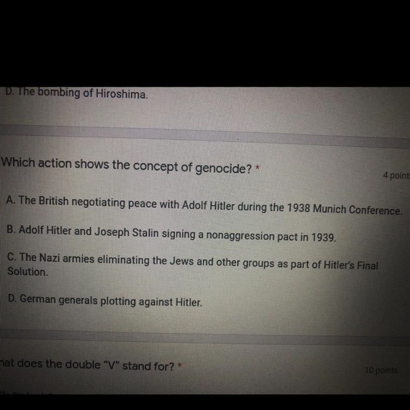 Which action shows the concept of genocide?-example-1