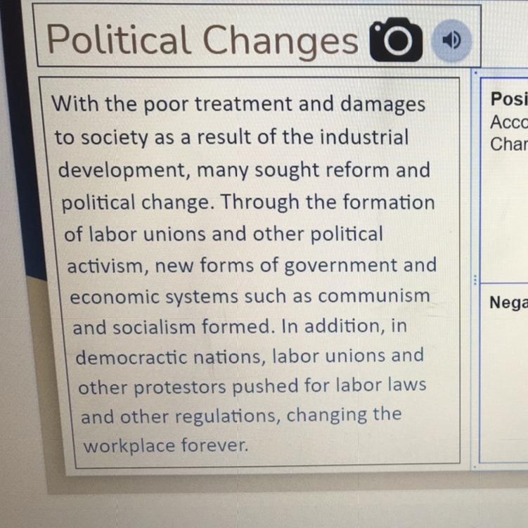 What was the positive effect of political change during the industrial revolution-example-1