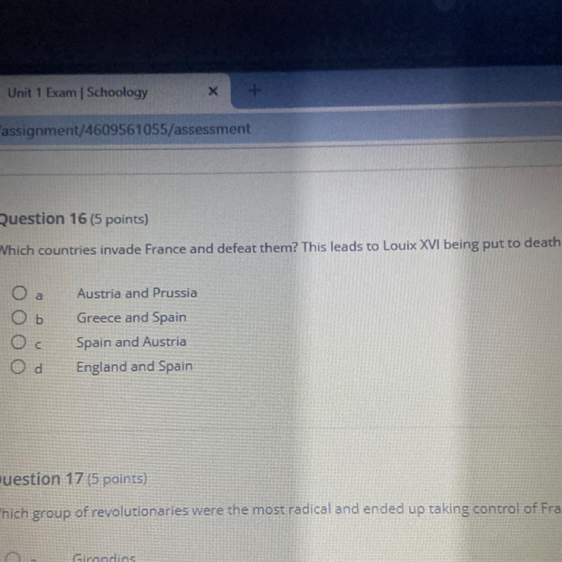 Which countries invade France and defeat them? This leads to Louix XVI being put to-example-1