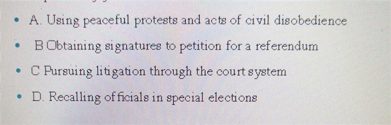 Which method for achieving civil rights is most associated with Martin Luther King-example-1