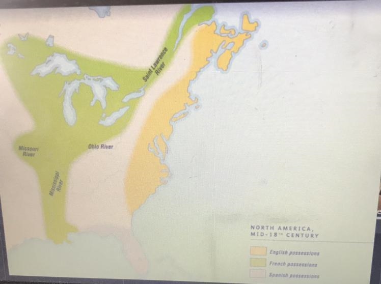 Describe the map of North America in 1750-example-1