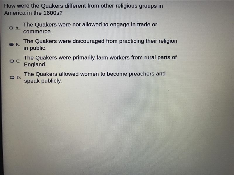 How were the Quakers different from other religious groups in America in the 1600s-example-1