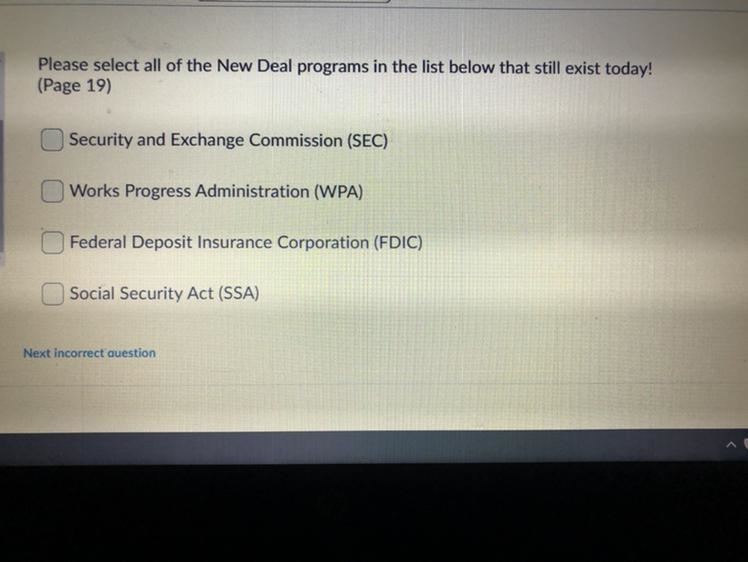 Please select all of the New Deal programs in the list below that still exist today-example-1