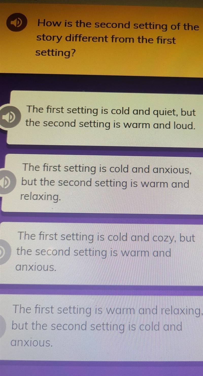 Settings and Events - Quiz - Level E 5 How is the second setting of the story different-example-1