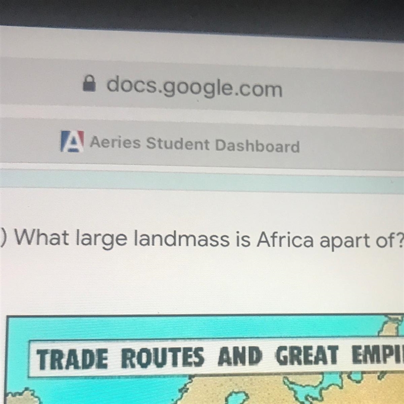 3) What large landmass is Africa apart of? *-example-1