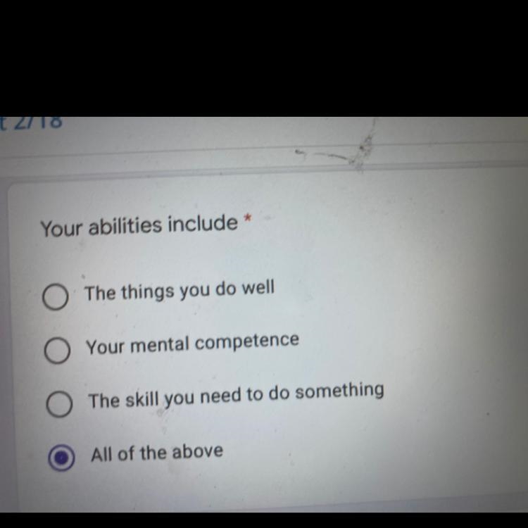 Your abilities include * The things you do well Your mental competence O The skill-example-1