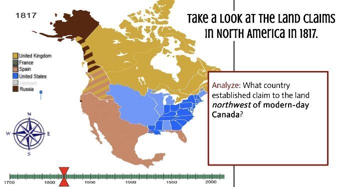 What country established claim to the land northwest of modern-day Canada?-example-1